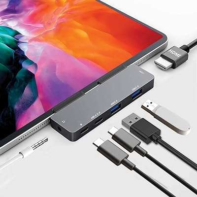 Hub usb c pour ipad pro 2018 2021 en 1 adaptateur 11 12.9 avec port. DIAYTAR COTE D'IVOIRE  - Votre fournisseur en ligne pour des produits de qualité à des prix discount. Explorez notre boutique en ligne pour trouver des offres incroyables sur des articles allant des accessoires de mode aux appareils électroniques, en passant par les produits de jardinage et les jouets pour enfants.