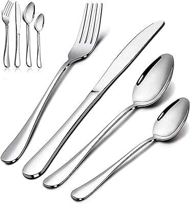Couverts en argent 24 pièces cuillère à soupe couteau fourchette acier. DIAYTAR COTE D'IVOIRE, la boutique en ligne polyvalente qui répond à tous vos besoins d'articles ménagers à bas prix. Des ustensiles de cuisine pratiques aux produits d'entretien essentiels, nous avons tout ce dont vous avez besoin pour faciliter votre quotidien sans dépenser une fortune. Ne manquez pas nos bonnes affaires !