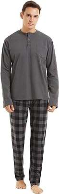 Arblove ensemble pyjama doux pour hommes hauts et bas de vêtements de nuit longs en coton. DIAYTAR COTE D'IVOIRE  vous ouvre les portes d'un univers de bonnes affaires. Découvrez notre large gamme de produits discount, allant des indispensables de la maison aux dernières tendances mode, en passant par les gadgets innovants. Profitez d'offres exceptionnelles et de prix imbattables pour des achats malins et éclairés.