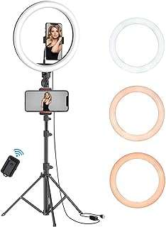 Anneau lumineux led 10" à intensité variable pour appareil photo selfie avec trépied et support