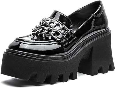 Yagumo richelieus pour femmes chaussures à talons hauts pour femmes plateforme automne chaîne en cuir