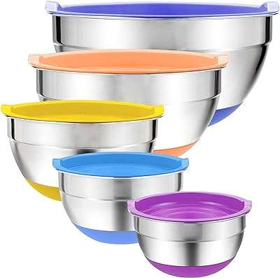 Bols à mélanger avec couvercles hermétiques 5 bols métalliques en acier inoxydable repères de mesure. DIAYTAR COTE D'IVOIRE  - La boutique en ligne qui rend les bonnes affaires accessibles à tous. Parcourez notre sélection de produits discount, de l'électroménager pratique à la mode abordable, tout en profitant de notre engagement envers la qualité. Ne payez plus trop cher pour ce dont vous avez besoin, faites vos achats malins chez nous !