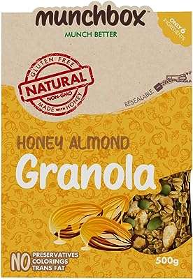 Munch box granola miel & amandes 500 g (pack de 1). Découvrez DIAYTAR COTE D'IVOIRE, la référence en matière d'achat malin en ligne, vous proposant une large gamme de produits allant de la mode aux articles informatiques, avec des réductions exceptionnelles.