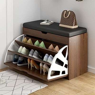 Banc de rangement de chaussures avec étagère cachée banc en cuir meuble. DIAYTAR COTE D'IVOIRE  est votre guichet unique pour des produits discount de haute qualité. Parcourez notre large sélection d'articles, allant des appareils électroménagers essentiels aux produits informatiques, en passant par les accessoires mode et les gadgets dernier cri, tout en profitant de prix imbattables.