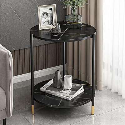 Table basse ronde double couche table d'appoint en faux marbre de chevet ronde de sign. DIAYTAR COTE D'IVOIRE  est votre destination en ligne pour des produits discount de qualité supérieure. Explorez notre vaste catalogue comprenant des articles pour la maison, de l'électroménager dernier cri, des gadgets high-tech et des vêtements tendance à des prix défiant toute concurrence.