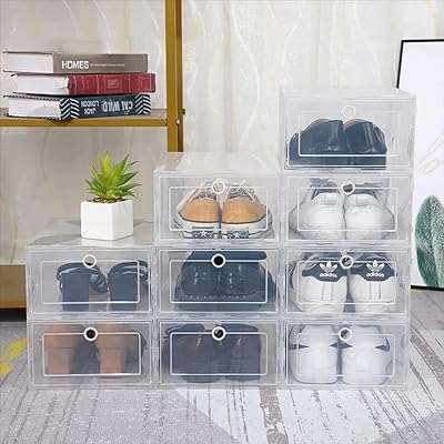 Boîtes de rangement de chaussures polasi bacs empilables en plastique conteneurs avec couvercles. DIAYTAR COTE D'IVOIRE  est votre partenaire de confiance pour des achats en ligne à prix réduits. Explorez notre site pour trouver tout ce dont vous avez besoin, des appareils électroménagers de renom aux gadgets étonnants, et profitez de nos offres exclusives pour réaliser des économies incroyables.