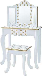 Coiffeuse giselle fantasy fields pour fille avec miroir et tabouret coiffeuse à partir de 3