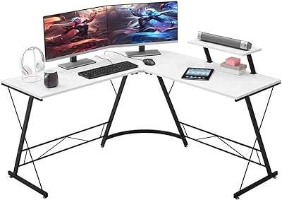 Bureau en forme de l bureau d'ordinateur d'angle rond table à domicile avec support. DIAYTAR COTE D'IVOIRE  - La boutique en ligne qui rend le shopping abordable! Découvrez notre sélection de produits discount, comprenant des équipements informatiques, des appareils électroménagers, des vêtements tendance et bien plus encore, tous à des prix défiant toute concurrence.
