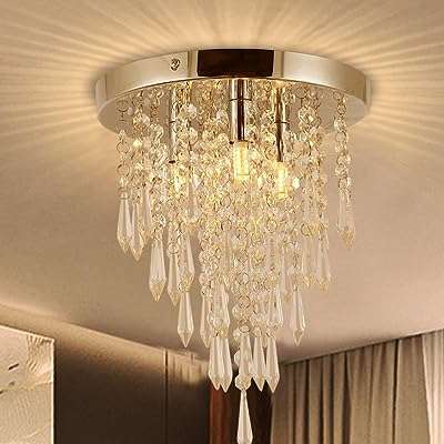 Lustre de plafond moderne en cristal à 3 lumières pour chambre. DIAYTAR COTE D'IVOIRE  - La boutique en ligne qui rend les bonnes affaires accessibles à tous. Parcourez notre sélection de produits discount, de l'électroménager pratique à la mode abordable, tout en profitant de notre engagement envers la qualité. Ne payez plus trop cher pour ce dont vous avez besoin, faites vos achats malins chez nous !
