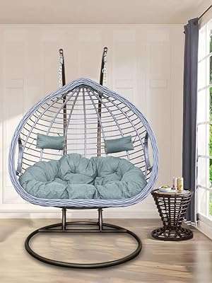 Chaise suspendue d'extérieur pour 2 personnes avec double poteau base et coussin. DIAYTAR COTE D'IVOIRE  - Votre destination en ligne pour des achats malins. Avec notre sélection de produits discount, allant de la maison à l'électronique, de la mode à l'informatique, vous pouvez économiser tout en comblant vos besoins. Ne manquez pas nos offres spéciales et réalisez des économies considérables dès aujourd'hui!