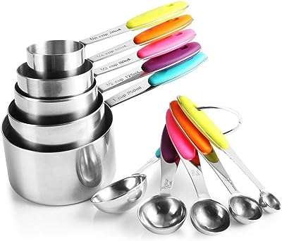 Ensemble de 10 cuillères à mesurer et tasses en acier inoxydable pour la cuisine. DIAYTAR COTE D'IVOIRE  - votre solution tout-en-un pour des achats discount en ligne ! Découvrez notre gamme finale de produits, allant des indispensables de la maison aux dernières tendances de la mode et de la technologie. Obtenez les meilleurs prix sur une sélection variée d'articles, vous permettant de réaliser d'énormes économies tout en profitant de produits de qualité. Avec des options de livraison flexibles et une satisfaction garantie, nous faisons de votre expérience d'achat un jeu d'enfant !