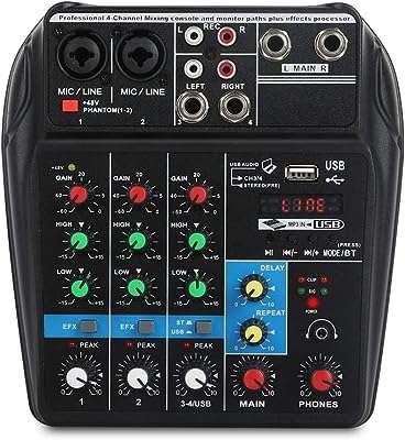 Console de mixage avec enregistrement bluetooth 4 canaux pour performances sur scène familiale et chansons. Ne cherchez plus, DIAYTAR COTE D'IVOIRE  est la boutique en ligne qu'il vous faut ! Explorez notre large assortiment de produits discount allant des articles pour la maison à l'électroménager, en passant par l'informatique, la mode et les gadgets. Profitez de notre plateforme conviviale pour trouver les meilleures affaires et économiser sans effort.