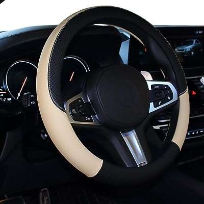 Couvre volant de voiture chiawasina en cuir universel 15 pouces antidérapant sans odeur (noir et beige). DIAYTAR COTE D'IVOIRE  vous ouvre les portes d'un univers de bonnes affaires. Découvrez notre large gamme de produits discount, allant des indispensables de la maison aux dernières tendances mode, en passant par les gadgets innovants. Profitez d'offres exceptionnelles et de prix imbattables pour des achats malins et éclairés.