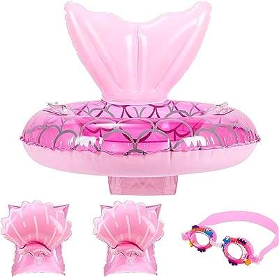 Ensemble de flotteurs de piscine sirène comprenant des lunettes de natation pour enfants. DIAYTAR COTE D'IVOIRE  - L'adresse incontournable des chasseurs de bonnes affaires en ligne. Découvrez notre large gamme de produits à prix discount, allant des gadgets innovants aux appareils électroménagers dernier cri. Faites des économies sans sacrifier vos envies !