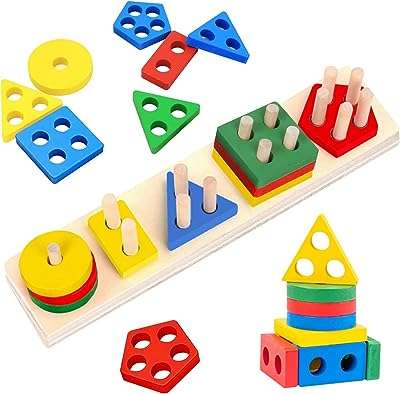 Sky touch jouets de tri et d'empilage en bois blocs géométriques de reconnaissance des couleurs. DIAYTAR COTE D'IVOIRE  - Le paradis des bonnes affaires en ligne ! Avec notre large éventail de produits discount, vous trouverez tout ce dont vous avez besoin à des prix incroyablement bas. Des articles pour la maison aux appareils électroménagers, des ordinateurs aux vêtements à la mode, des gadgets uniques aux accessoires indispensables, nous sommes votre guichet unique pour des économies inégalées !