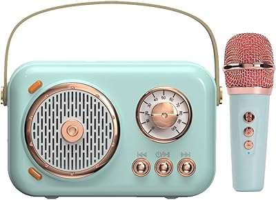 Haut parleur bluetooth portable avec ensemble de microphones haut parleur rétro machine de karaoké. Ne cherchez plus, DIAYTAR COTE D'IVOIRE  est là pour vous offrir les meilleurs deals en ligne ! Explorez notre vaste sélection de produits à prix réduits, incluant tout ce dont vous avez besoin pour votre maison, votre cuisine, votre garde-robe et bien plus encore. Profitez de nos offres discount sur les dernières tendances et économisez tout en restant à la pointe de la mode.