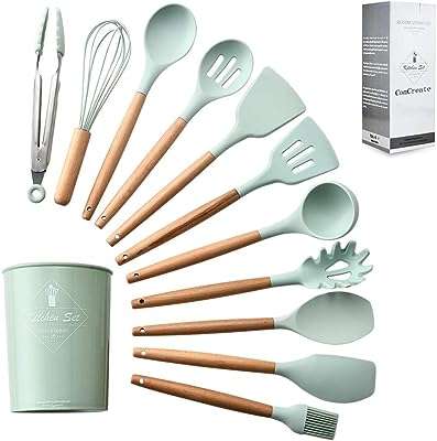 Ensemble d'ustensiles de cuisine en silicone antiadhésif avec manche en bambou 11. Vous voulez dépenser moins tout en obtenant plus ? DIAYTAR COTE D'IVOIRE  est là pour vous ! Profitez de nos offres exceptionnelles sur une large gamme de produits, allant des articles ménagers à l'électroménager, en passant par les gadgets et la mode. Faites des économies sans compromettre la qualité.