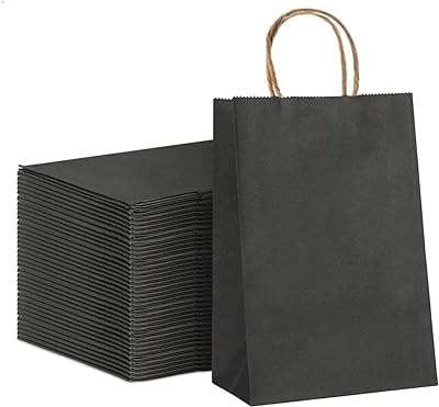 Sacs en papier noir avec poignée 15x11x6cm petits sacs cadeaux kraft pour anniversaire. DIAYTAR COTE D'IVOIRE  - La boutique en ligne qui rend le shopping abordable! Découvrez notre sélection de produits discount, comprenant des équipements informatiques, des appareils électroménagers, des vêtements tendance et bien plus encore, tous à des prix défiant toute concurrence.