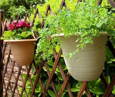 Lot de 2 jardinières suspendues pots de fleurs en plastique pour décoration. DIAYTAR COTE D'IVOIRE  - La référence en ligne pour des achats malins ! Explorez notre catalogue varié incluant des produits discount pour la maison, l'électroménager, l'informatique et la mode. Optez pour la qualité à petit prix et ne manquez pas nos promotions exclusives.