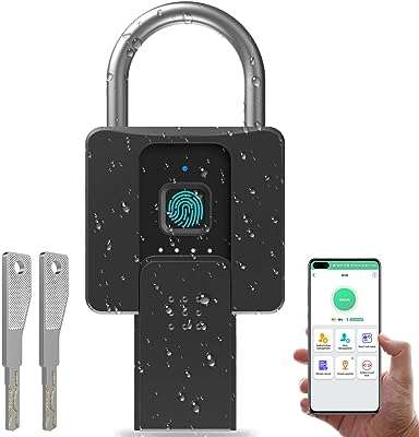 Grande serrure à empreinte digitale anweiler cadenas intelligent biométrique résistant aux intempéries avec clé