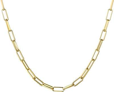 Collier ras du cou avec trombone plaqué or 14 carats pour femmes et filles