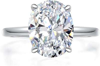 Bague de fiançailles solitaire en argent sterling 925 imitation diamant zircone