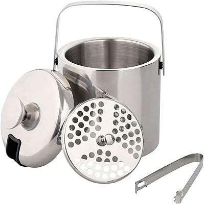 Récipient à glaçons en acier inoxydable double paroi skido de 13 l avec pinces. DIAYTAR COTE D'IVOIRE  - la source ultime de produits discount pour toutes vos envies. Parcourez notre gamme variée, allant de l'informatique à la mode et choisissez parmi une multitude de produits de qualité à des prix qui font sourire votre portefeuille.