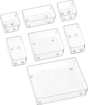 Picasiotm 11 pièces ensemble d'organisateurs de tiroirs polyvalents transparents boîtes de rangement de différentes tailles en plastique. Ne cherchez plus, DIAYTAR COTE D'IVOIRE  est la boutique en ligne qu'il vous faut ! Explorez notre large assortiment de produits discount allant des articles pour la maison à l'électroménager, en passant par l'informatique, la mode et les gadgets. Profitez de notre plateforme conviviale pour trouver les meilleures affaires et économiser sans effort.