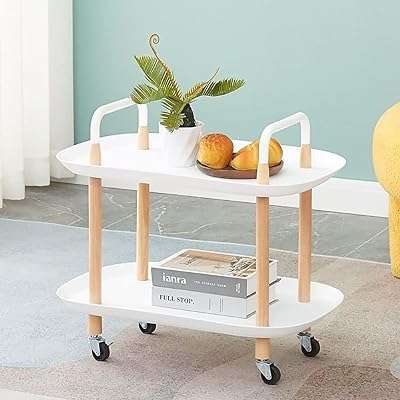 Table basse de côté canapé petit chariot mobile avec étagères de rangement. DIAYTAR COTE D'IVOIRE  - Votre destination en ligne pour des achats malins. Explorez notre catalogue diversifié de produits discount, des indispensables du quotidien aux dernières tendances. Faites des économies tout en vous garantissant la satisfaction grâce à nos offres attractives et notre engagement envers un rapport qualité-prix exceptionnel.