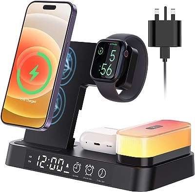 Station de recharge sans fil 5 en 1 avec réveil veilleuse led et chargeur. DIAYTAR COTE D'IVOIRE, votre destination shopping pour des réductions imbattables ! Parcourez notre vaste sélection de produits à petits prix, des appareils électroménagers aux accessoires informatiques, en passant par les tenues tendance et les gadgets à la pointe de la technologie. Restez à la mode tout en économisant avec nos offres exceptionnelles !