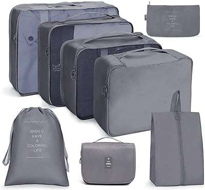 Cubes d'emballage de sac 8 pièces organisateur de voyage de bagages pour femmes et hommes. DIAYTAR COTE D'IVOIRE, votre boutique en ligne discount pour toutes vos nécessités. Faites des économies sur vos achats de meubles de maison, d'équipements électroniques, de gadgets et bien plus encore. Profitez de nos prix attractifs sans jamais compromettre la qualité.
