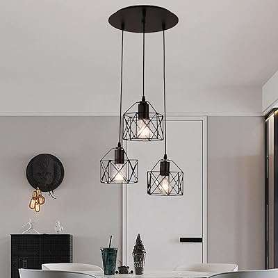 Unino suspension industrielle lustre suspendu réglable lampe à rustique vintage avec cage en métal. DIAYTAR COTE D'IVOIRE  - optimisez votre budget sans sacrifier la qualité ! Découvrez notre sélection discount allant des articles de mode aux équipements électroménagers, pour des économies garanties.