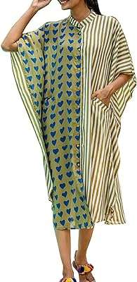 Robe longue caftan bohème pour femme kimono ample robe de plage. DIAYTAR COTE D'IVOIRE  - le paradis du shopping à prix cassé ! Parcourez notre catalogue en ligne et découvrez une multitude de produits à prix discount, allant des articles de la maison aux gadgets high-tech les plus branchés. Profitez de taux de remise incroyables sur tous vos achats.
