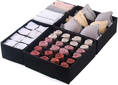 Storeslatm lot de 4 organiseurs de tiroirs boîte de rangement pour vêtements soutiens gorge et sous vêtements. DIAYTAR COTE D'IVOIRE  : la référence en matière d'achats discount en ligne ! Découvrez notre large sélection de produits à des prix imbattables, de la maison à l'électroménager, en passant par l'informatique et la mode. Grâce à nos offres exclusives, faites-vous plaisir sans vous ruiner et profitez d'une qualité inégalée !
