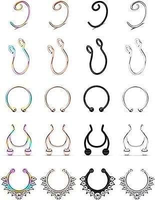 Faux anneaux de nez piercing 20 pièces en acier inoxydable faux pour lèvre. DIAYTAR COTE D'IVOIRE  vous propose une expérience d'achats en ligne unique. Découvrez notre sélection de produits discount allant de la maison à l'électroménager, de l'informatique à la mode, sans oublier les gadgets les plus en vogue. Ne dépensez pas plus que nécessaire et trouvez tous vos articles préférés à des prix incroyables !