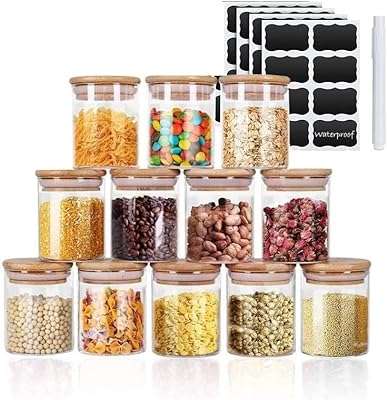 Mahmir lot de 12 pots en verre de 300 ml avec couvercles hermétiques en bambou et étiquettes. DIAYTAR COTE D'IVOIRE  : la boutique en ligne qui révolutionne votre façon de consommer. Découvrez un large choix de produits discount, de l'électroménager à l'informatique, en passant par la mode et les gadgets, et bénéficiez de prix imbattables sans sacrifier la qualité. Rendez-vous sur notre site dès maintenant et faites-vous plaisir à petits prix !