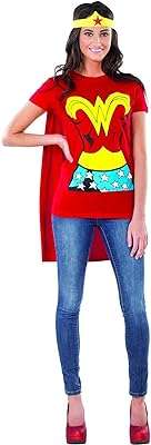 T shirt rubis dc comics wonder woman pour femme avec cape et bandeau. DIAYTAR COTE D'IVOIRE  - votre guichet unique pour des trouvailles discount dans tous les domaines ! Découvrez notre collection riche et variée de produits, allant de l'électroménager pratique à l'informatique performante en passant par la mode. Faites des économies considérables sur des articles de qualité, sans compromettre votre style ou vos besoins essentiels. Choisissez la commodité de nos options de livraison rapides et profitez d'une expérience de magasinage en ligne sans tracas dès aujourd'hui !