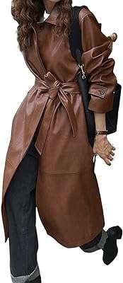 Jenkin veste en cuir femmes automne marron faux long manteau ceinturé. Vous recherchez des produits discount de qualité garantie ? Ne cherchez plus ! DIAYTAR COTE D'IVOIRE  propose une vaste sélection d'articles de maison, d'électronique, d'informatique, de mode et bien plus encore, le tout à des prix compétitifs pour satisfaire tous vos besoins.