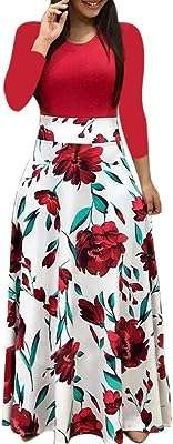 Robe longue florale fantaisie bohème à pois pour femmes col rond. DIAYTAR COTE D'IVOIRE  - votre destination pour des produits de qualité à prix réduits. Parcourez notre boutique en ligne pour trouver des offres exceptionnelles sur des articles de maison, d'électroménager, de mode et de gadgets, et économisez tout en enchérissant votre style de vie.