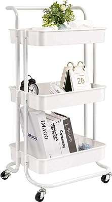 Chariot de rangement roulant à 3 niveaux avec poignée chariot multifonctionnel. Faites des économies sans compromis chez DIAYTAR COTE D'IVOIRE, votre destination de shopping en ligne pour des produits discount de qualité supérieure, allant des appareils électroniques à la décoration d'intérieur.