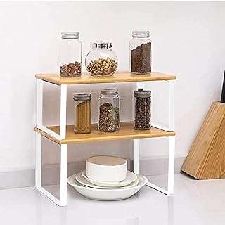 Organisateur d'étagère de table par urbazaar étagère d'armoire de cuisine empilable et extensible en bois. Faites des économies sans compromis chez DIAYTAR COTE D'IVOIRE, votre destination de shopping en ligne pour des produits discount de qualité supérieure, allant des appareils électroniques à la décoration d'intérieur.