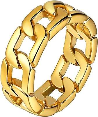 Bague à maillons cubains plaquée or 18 carats métal noir de 7 mm de large pour hommes. DIAYTAR COTE D'IVOIRE  est votre guichet unique pour des produits discount de haute qualité. Parcourez notre large sélection d'articles, allant des appareils électroménagers essentiels aux produits informatiques, en passant par les accessoires mode et les gadgets dernier cri, tout en profitant de prix imbattables.
