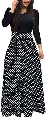 Robe longue fantaisie florale à pois bohème pour femmes col rond. DIAYTAR COTE D'IVOIRE, votre destination en ligne pour des produits discount de qualité. Découvrez notre large éventail de produits, allant de la maison à l'électroménager, de l'informatique à la mode et aux gadgets, et trouvez les meilleures offres du marché. Profitez d'une expérience d'achat simple et abordable avec DIAYTAR COTE D'IVOIRE  et économisez sur tous vos achats en ligne.