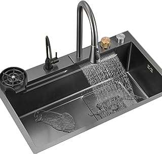 Évier en acier inoxydable avec bec cascade évier de cuisine noir épais avec lave tasse et accessoires. DIAYTAR COTE D'IVOIRE  is your go-to online store for incredible discounts on a wide array of products. From practical home appliances to high-performance electronics, stylish fashion finds, and innovative gadgets, our store offers unbeatable deals that ensure your shopping experience is both affordable and enjoyable.