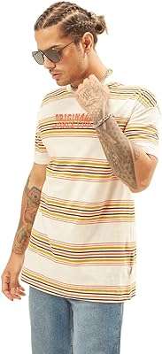 T shirt rayé à manches courtes et col rond pour homme. DIAYTAR COTE D'IVOIRE  - Votre source en ligne pour des produits discount de qualité. Explorez notre boutique en ligne et découvrez une large variété de produits, du petit électroménager aux gadgets les plus en vogue. Profitez de nos prix cassés et trouvez les meilleurs deals pour vos besoins quotidiens.