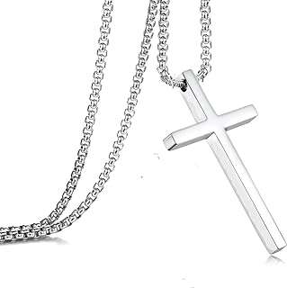 Collier pendentif croix pour hommes collier en acier inoxydable chaîne