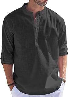 Luisji chemise henley en coton et lin pour hommes t shirt hippie. Faites des économies intelligentes avec DIAYTAR COTE D'IVOIRE  ! Découvrez notre assortiment discount de produits pour la maison, l'électroménager, l'informatique, la mode et les gadgets. Profitez de prix réduits sans compromis sur la qualité, et offrez-vous tout ce dont vous avez besoin à petit prix.