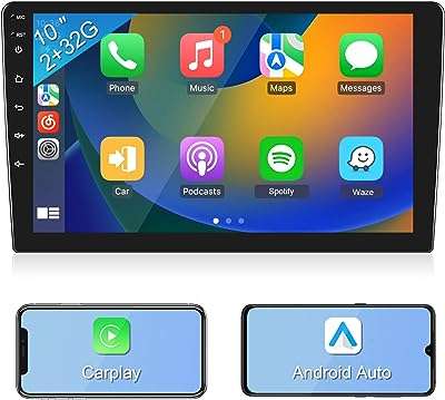 Autoradio android 10 pouces double din avec carplay sans fil auto