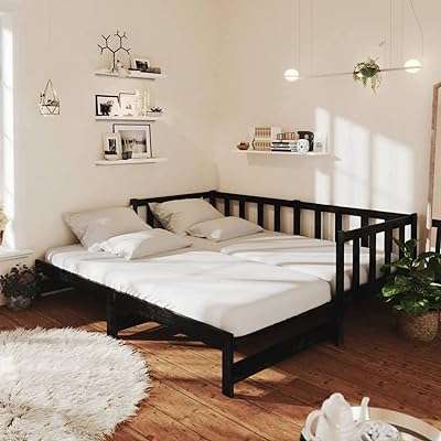 Zhuhong canapé lit rétractable gigogne complet pliant en pin massif noir 2x. Faites des économies sans compromis chez DIAYTAR COTE D'IVOIRE, votre destination de shopping en ligne pour des produits discount de qualité supérieure, allant des appareils électroniques à la décoration d'intérieur.