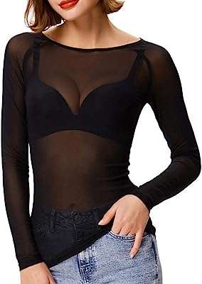 Haut basique transparent à manches longues en maille pour femme. À la recherche de produits discount de qualité ? Ne cherchez plus ! DIAYTAR COTE D'IVOIRE  vous propose une sélection variée d'articles pour la maison, l'électroménager, l'informatique et la mode à des prix imbattables. N'hésitez plus et faites des économies en optant pour nos offres attractives !